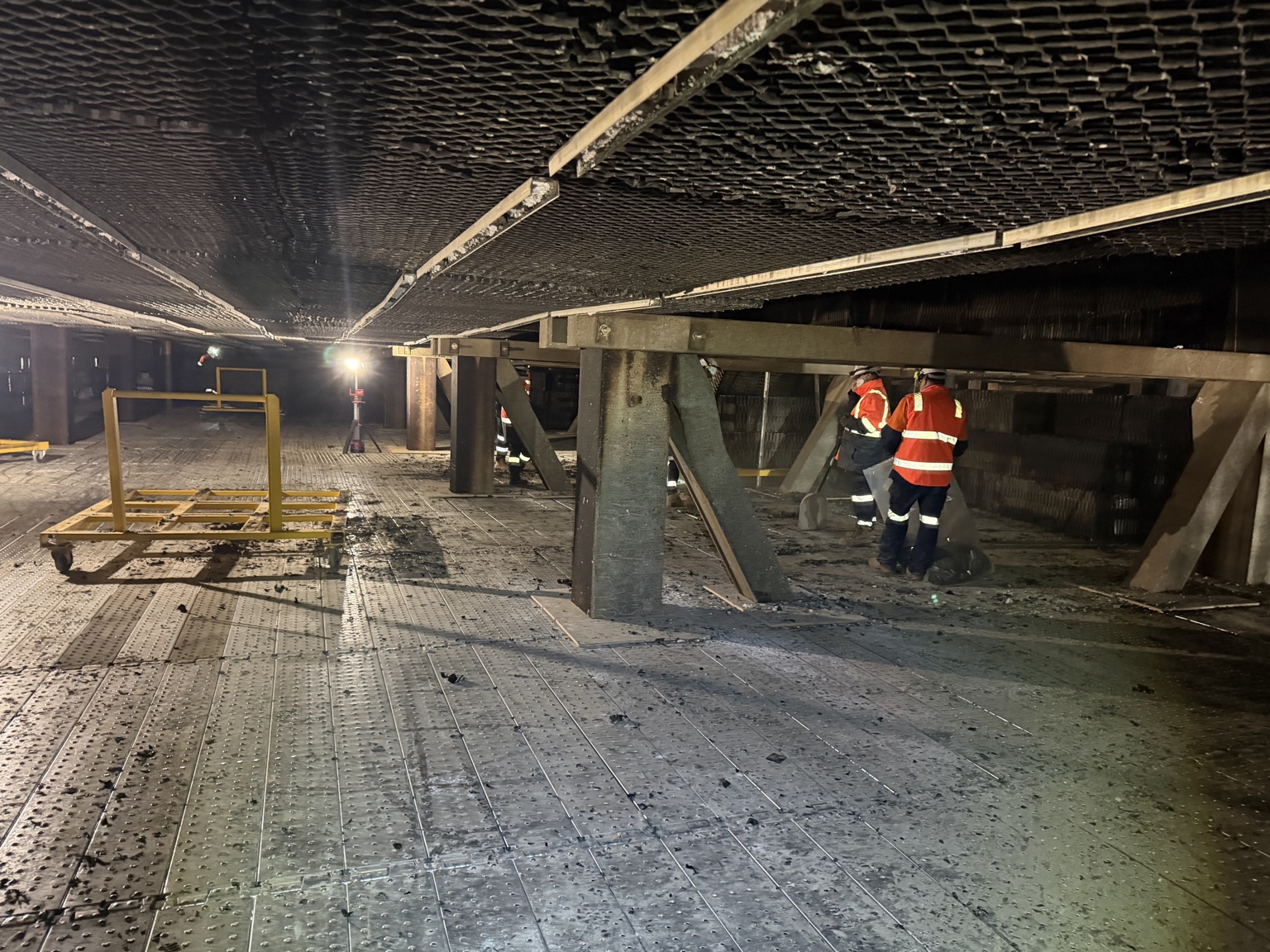 Mount Piper cooling tower works, showing the structure and work area